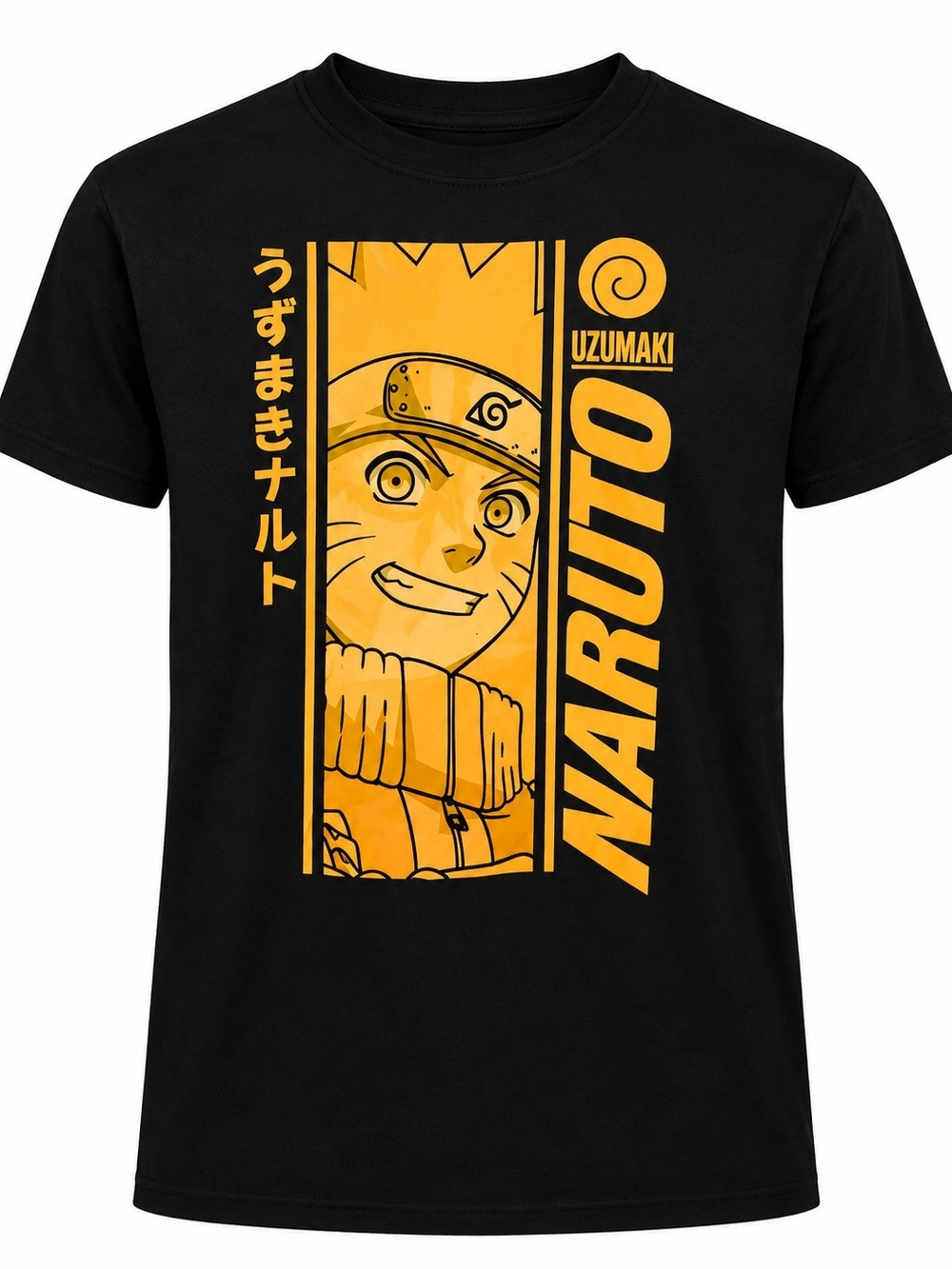 Naruto Graphic Black Tee with Bold Orange Print